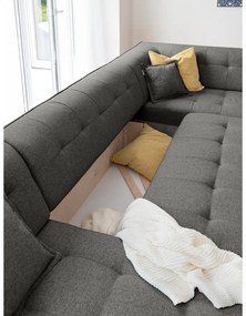 Dazzling Daisy sötétszürke kinyitható U alakú kanapé, jobb oldalas - Miuform