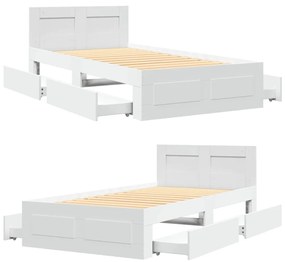 fehér ágykeret fejtámlával matrac nélkül 90x200 cm