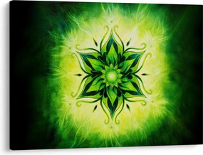 Kép - Virág mandala zöld háttérrel (70x50 cm)