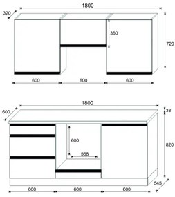 MARINA 180 cm-es konyhabútor, Craft tölgy