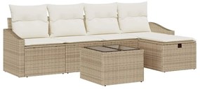 vidaXL Kanapé Szett párnával tárolóval Bézs polirattan