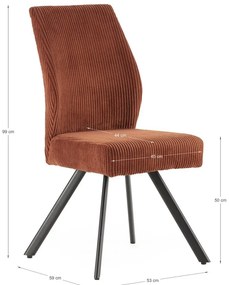 Narancssárga kordbársony étkezőszék szett 2 db-os Anibal – Marckeric