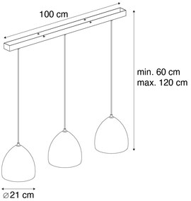 Modern fekete függőlámpa szürke betonnal, 3 égős - Eton