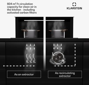 Klarstein Royal Flush Eco 75, páraelszívó, 75 cm, 650 m³/h, EEK A++, aktívszén szűrőkkel együtt
