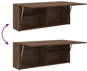 barna tölgyszínű szerelt fa fali fürdőszobaszekrény 100x25x40cm