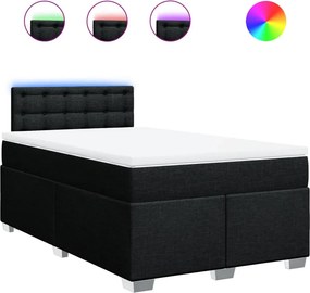 vidaXL fekete szövet rugós ágy matraccal 120 x 200 cm