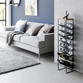 Fekete fém bortartó polcos állvány, palackok száma 16 20x88,5x19 cm Tower – YAMAZAKI