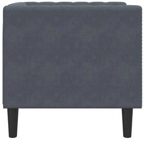 sötétszürke bársony Chesterfield kanapé