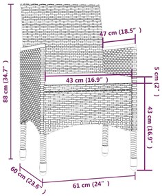 9 részes szürke kültéri polyrattan étkezőszett párnákkal