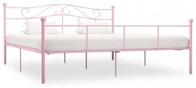 Rózsaszín fém ágykeret 180 x 200 cm