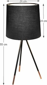 Asztali lámpa, fekete, JADE TYP 4 8008-44A