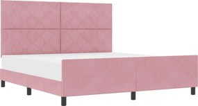 vidaXL Boxrugós ágy fejtámlával Rózsaszín 180 x 200 cm Bársony