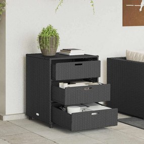 vidaXL fekete polyrattan kerti tárolószekrény 55 x 59 x 69 cm