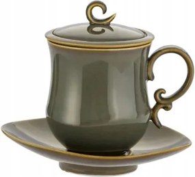 Befőző bögre porcelán fedél csészealj szűrő 380ml vintage ajándék