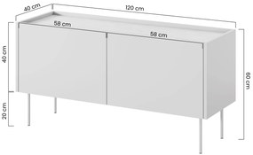 Desin 120 cm kétajtós TV-szekrény fiókkal - olívazöld / nagano-tölgy