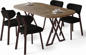 Axton étkezőgarnitúra, atlanti fenyő-fekete, 168 cm – TR240CHR2712