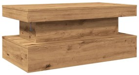 kézműves tölgy színű dohányzóasztal LED-lámpákkal 90x50x40 cm