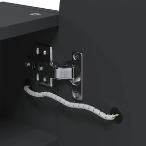 fekete ívelt tükrös fürdőszobaszekrény LED-del 42 x 13 x 70 cm