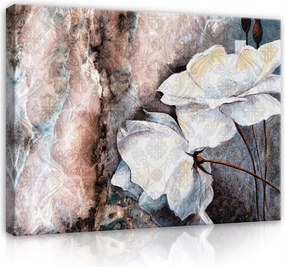 Vászonkép falikép bézs fehér virág díszek 100 x 75