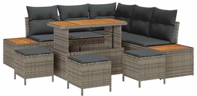 vidaXL Kerti Kanapé Szett 9 pcs Szürke polirattan