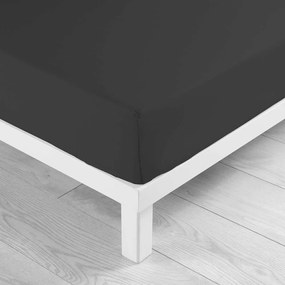 Fekete gumis pamut lepedő 90x190 cm Lina – douceur d'intérieur