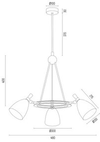 Argon 6148 - Csillár rúdon CHARLOTTE 3xE27/15W/230V fehér/arany