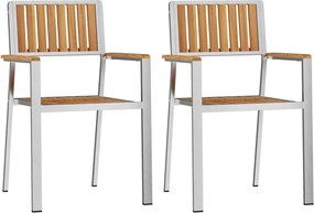 vidaXL Kerti Szék 2 pcs Barna 56 x 54,5 x 87 cm Tömör Teakfa