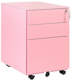 Háromfiókos rózsaszín fém tárolószekrény CAMI Beliani