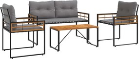 vidaXL Kültéri Bútor Szett párnával 4 pcs Világosszürke