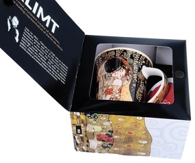 Klimt A Csók porcelán bögre díszdobozban 350 ml fekete