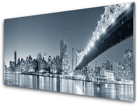 Fali üvegkép Bridge City Architecture 120x60cm 2 fogas