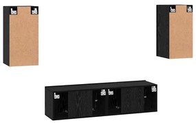 TV szekrény garnitúra Falra szerelhető 4 pcs Musta tammi