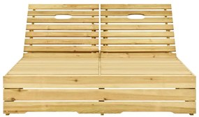 Impregnált fenyőfa kétszemélyes napozóágy tópszínű párnákkal