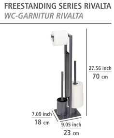 Rivalta szürke wc-papír tartó állvány kefével - Wenko