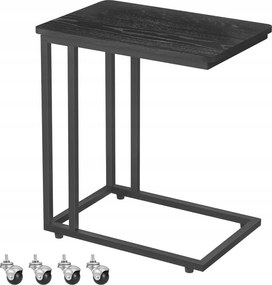 Vasagle Aston kerekes dohányzóasztal, fekete