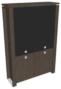 Verno+ magas szekrény 140 x 46 x 210 cm, kombinált ajtó, antracit tölgy / fekete