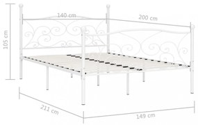 fehér fém ágykeret lécezett ágyráccsal 140 x 200 cm