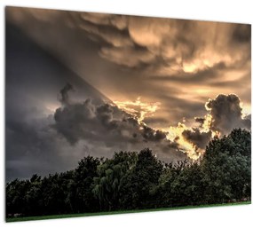 A felhők és az erdő képe (üvegen) (70x50 cm)