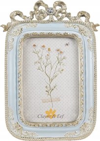 Világoskék képkeret arany-ezüst applikációval rózsaszín