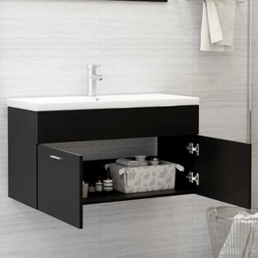 Fekete szerelt fa mosdószekrény 90 x 38,5 x 46 cm