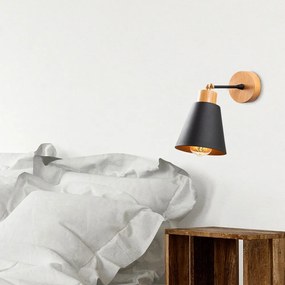 Fekete-natúr színű fali lámpa ø 14 cm Manavgat – Opviq lights