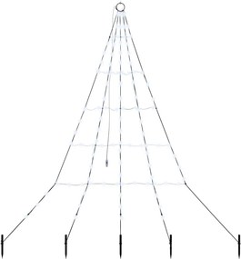 vidaXL LED Karácsonyfák talajráccsal Hideg fehér 182 cm Fém