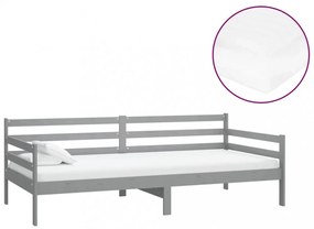 szürke tömör fenyőfa dívány matraccal 90 x 200 cm