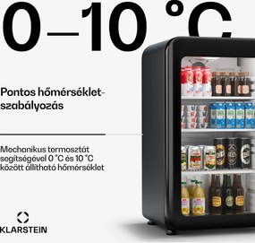 Klarstein Audrey Evo italhűtő, Rretro kivitel, üvegajtó, 93 L, EEK C