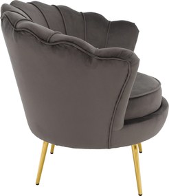 Art-deco stílusú fotel, szürkésbarna Velvet szövet/gold arany króm, NOBLEO