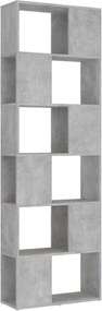 vidaXL betonszürke szerelt fa térelválasztó könyvszekrény 60x24x186 cm