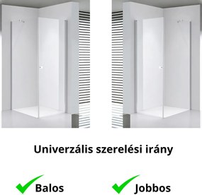 Stuxi Bari 70x80 aszimmetrikus nyílóajtós zuhanykabin 6 mm vízlepergető biztonsági üveggel, króm