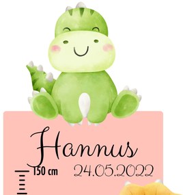 PIPPER. Textil falmatrica "Gyermek magasságmérő névvel  - Dinoszauruszok"