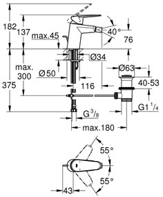 GROHE 33244002 - Bidé csaptelep EURODISC COSMOPOLITAN DN 15, fényes króm