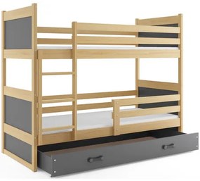 Gyerek emeletes ágy RICO 200x90 cm Szürke Fenyő